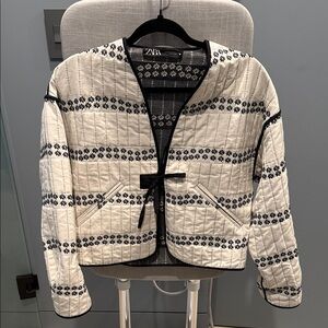 Zara Quilted Jacket with Black Pattern